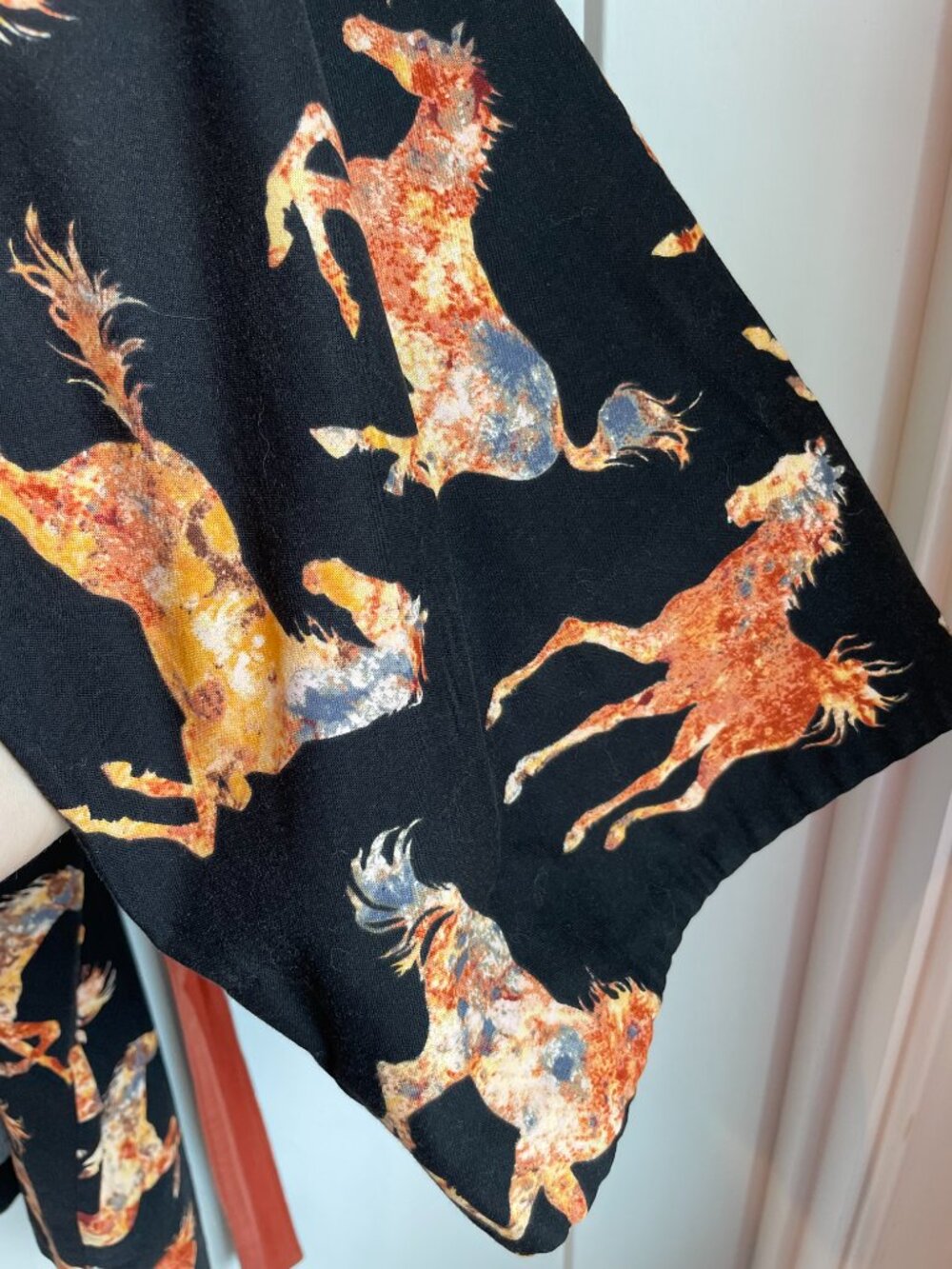 Wild Horses Short Robe Jacket Kimono 100% Cotton Boho Copper Reversible Cuffs OS - Picture 7 of 15